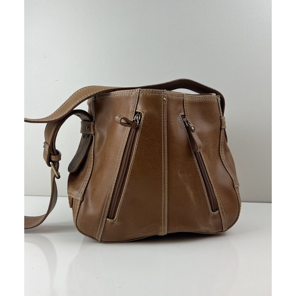 Gloria Vanderbilt Faux Leather Purse Adjustable Strap Multiple Zipper Pockets